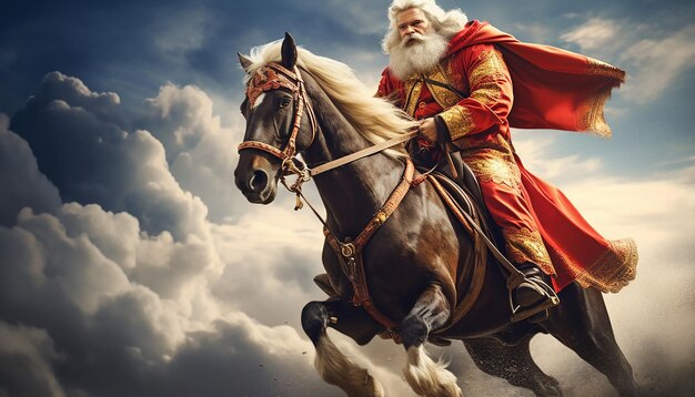 Foto sinterklaas op zijn paard in galoppo