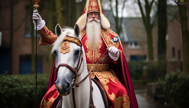 Foto sinterklaas op zijn paard in galop