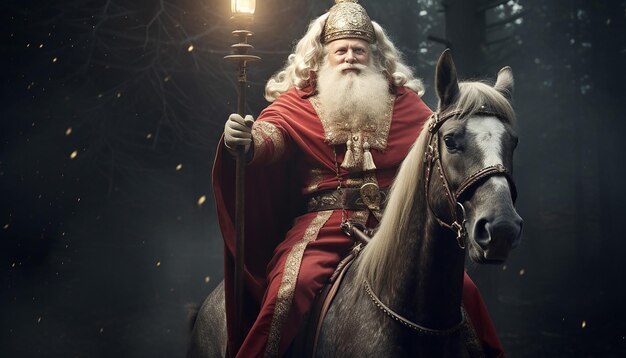 사진 sinterklaas op zijn paard in galop (신터클라스 오프 윈 파드 인 갈로프)