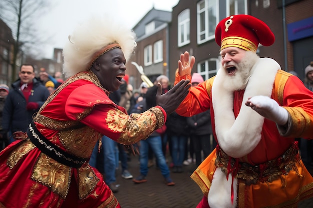 Premium Ai Image Sinterklaas And Zwarte Piet Enjoying Tradition Premium Ai Image Sinterklaas And Zwarte Piet Enjoying Tradition