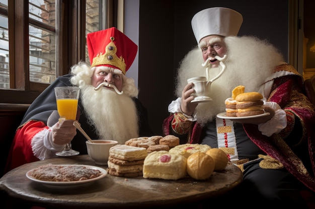 Premium Ai Image Sinterklaas And Zwarte Piet Enjoying Tradition Premium Ai Image Sinterklaas And Zwarte Piet Enjoying Tradition