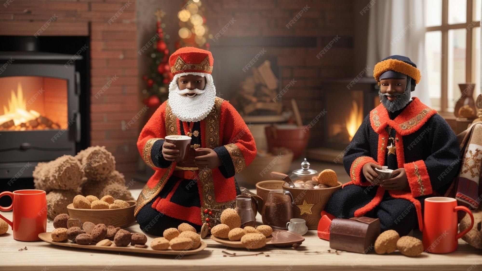 Premium Ai Image Sinterklaas And Zwarte Piet Enjoying Traditional Premium Ai Image Sinterklaas And Zwarte Piet Enjoying Traditional