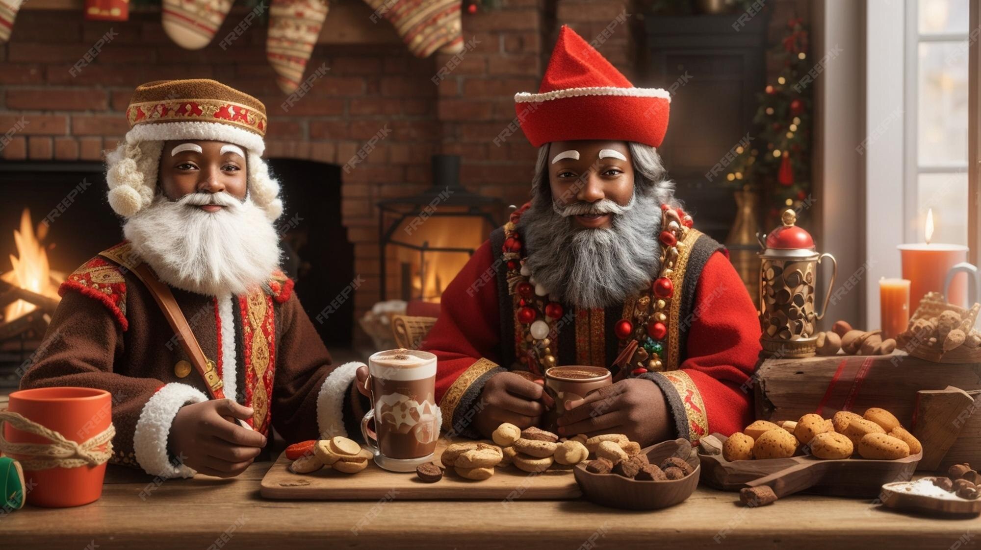 Premium Ai Image Sinterklaas And Zwarte Piet Enjoying Traditional Premium Ai Image Sinterklaas And Zwarte Piet Enjoying Traditional