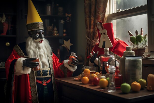 Sinterklaas와 zwarte Piet가 놀라움을 선사합니다.