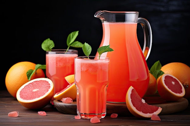 Sip de verfrissende Tang prachtige glazen kruiken van grapefruit en sinaasappel geïnfuseerde Bliss