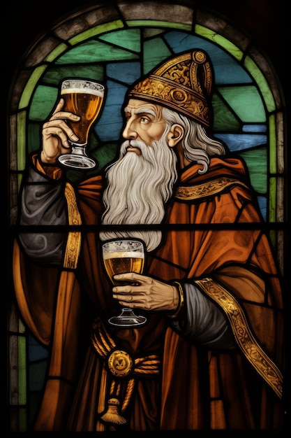 Foto sip en heiligen eerwaarde sint arnoldus door glasverf en bier