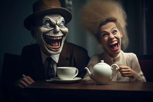 Photo sipping smiles a morning ritual of laughter and coffee