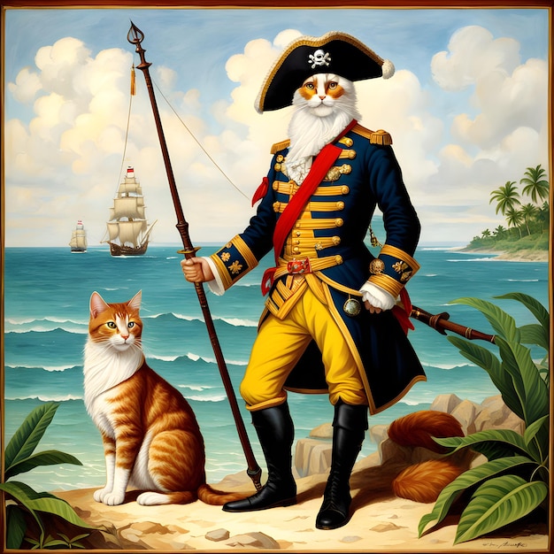 Sir Henry Red Morgan the anthropomorphic cat was a renowned English navigator pirate privateer