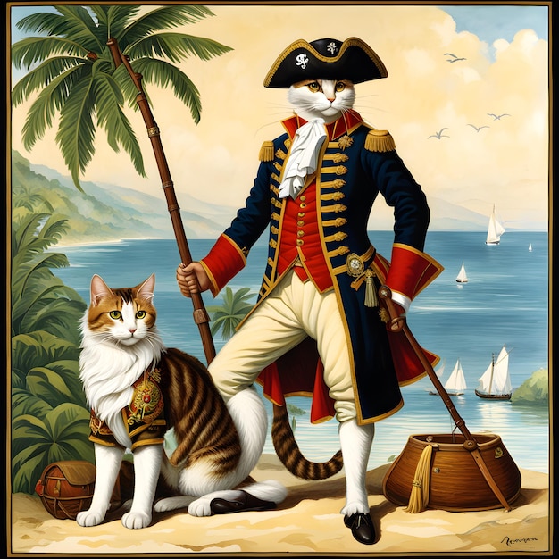 Sir Henry Red Morgan een antropomorfe kat met een liefde voor de zee was een beroemde Engelse navigator