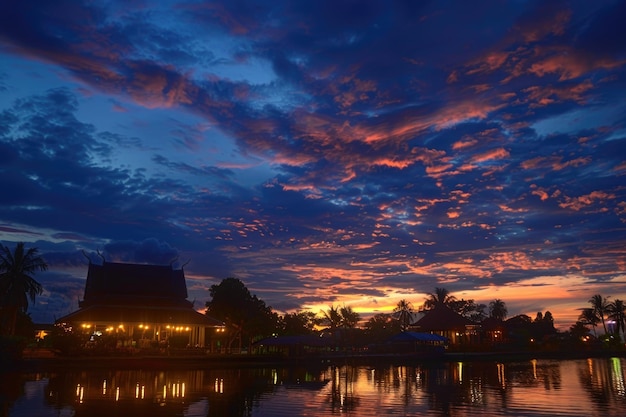 Sisaket Thailand with beautiful sky Sisaket at night