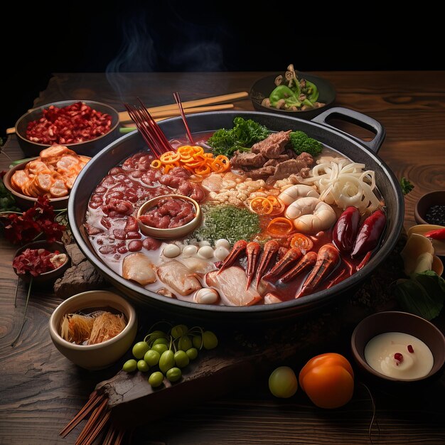 Sissende Hot Pot met hartige ingrediënten