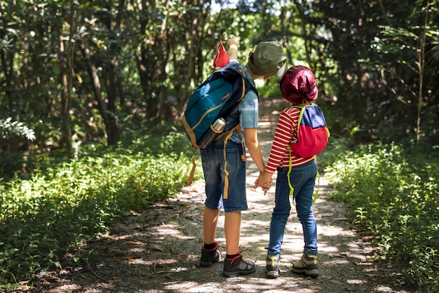 Sister and brother on an adventure