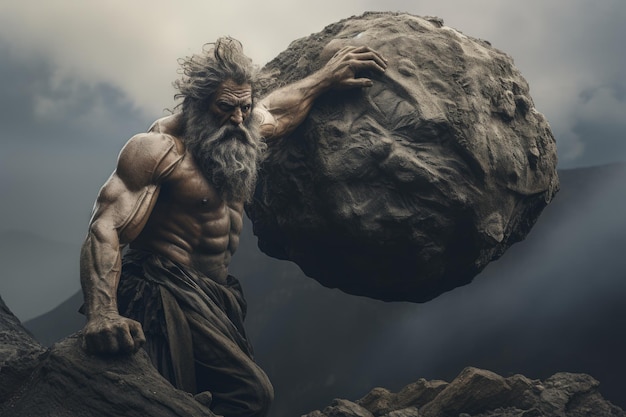 Sisyphus is pushing a rock up a mountain The enduring symbolism of sisyphus pushing a rock up a mountain a representation of eternal effort mythological punishment and philosophical reflection