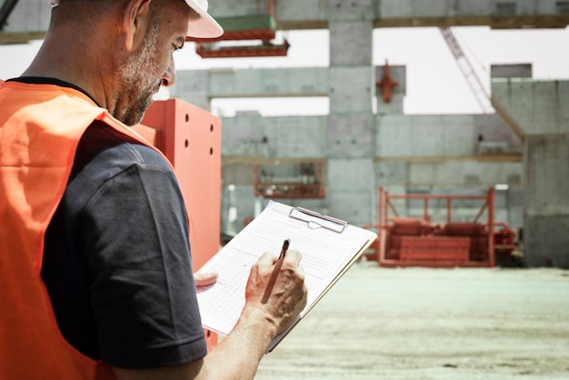 Photo site engineer on a construction site