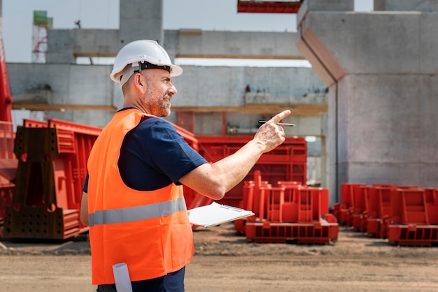 Site engineer on a construction site