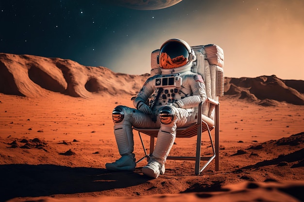 Sitting in a chair on Mars as an astronaut