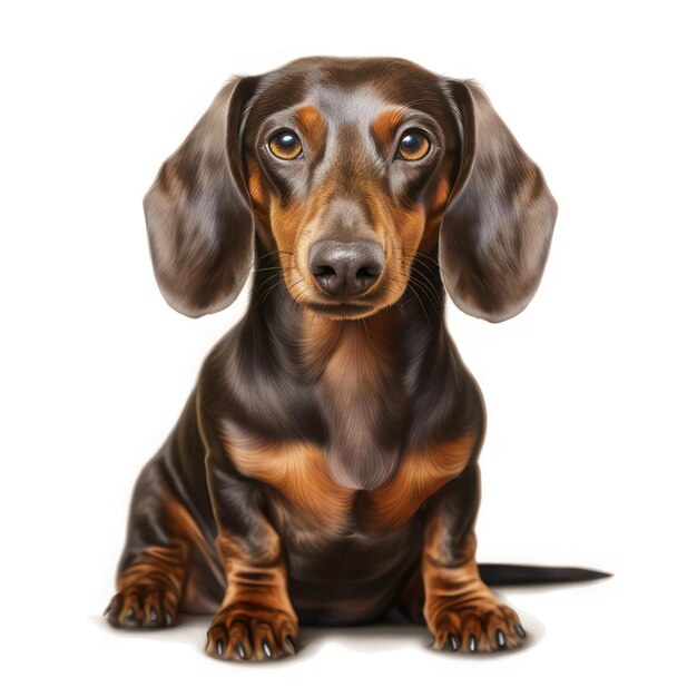 Photo sitting dachshund isolated on white created with generative ai