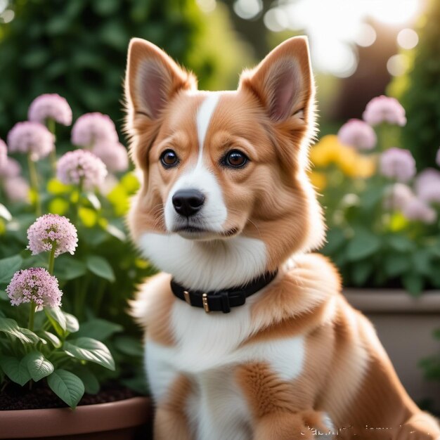 写真 座っている犬 孤立した犬