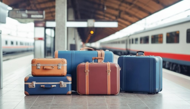 Sitting on the floor with a few suitcases