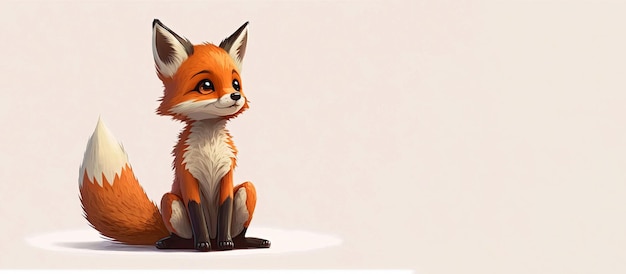 A sitting fox isolated on a white background Generative AI illustration A forest animal Horizontal