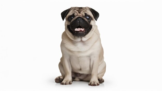 Sitting pug isolated on white