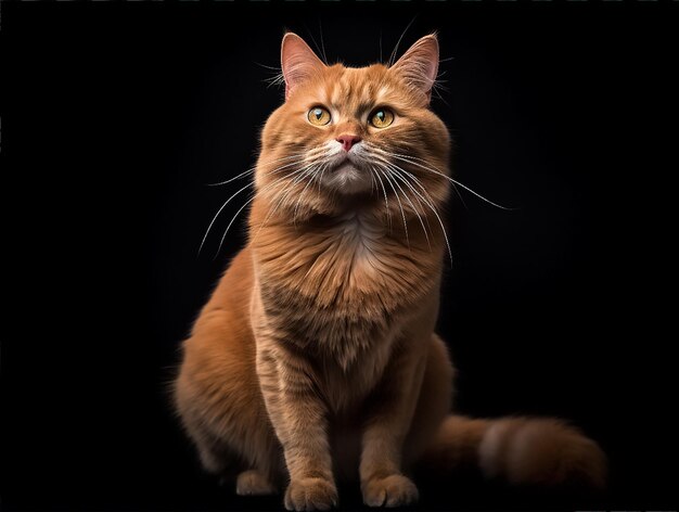 Sitting red cat not at all ferocious looking at camera Generative Ai