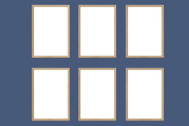 Six frame mockup on blue background