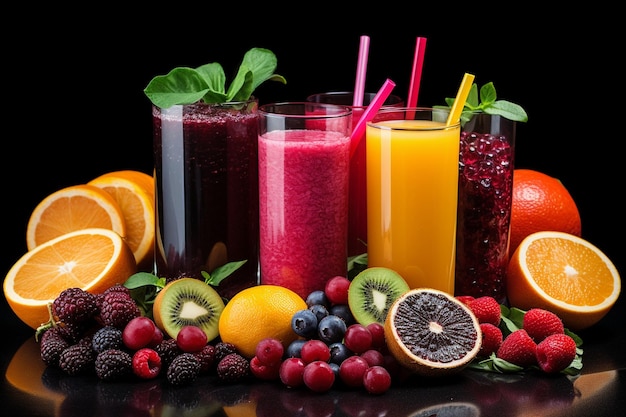 Six juicy fruit juices