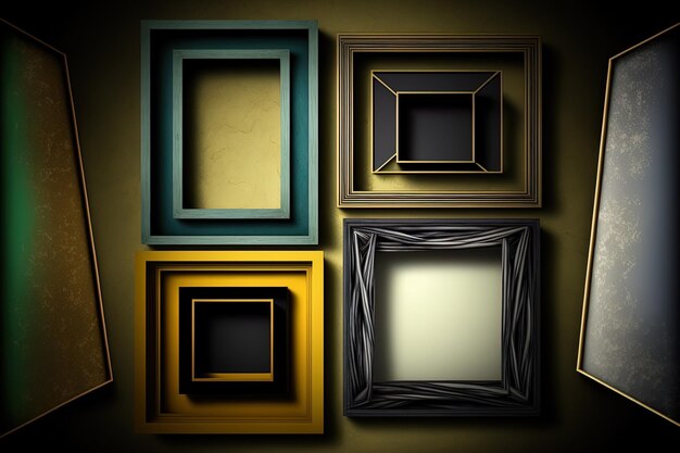 Six picture frames in a