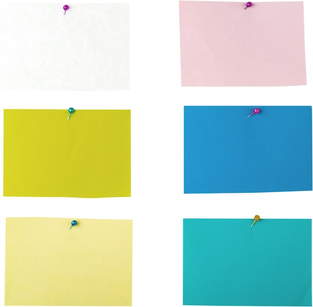 Six Sticky Notes with Pin - Isolated