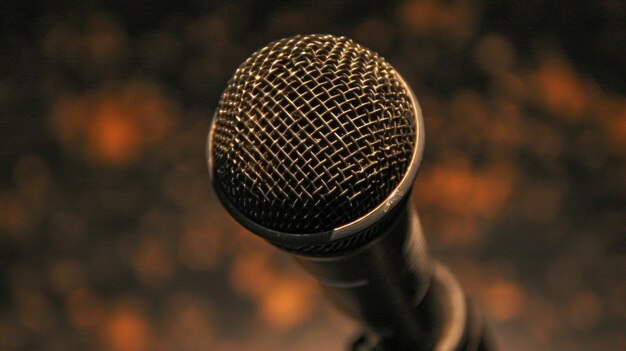 The sixth image features a closeup of a microphone on a stage symbolic of the many voices and