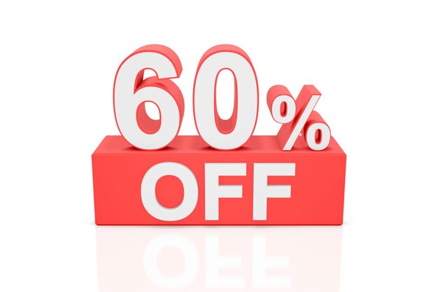 Sixty percent off. Sale banner. 3D rendering.