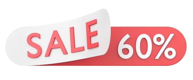 Sixty percent sale 60 sale 3D illustration
