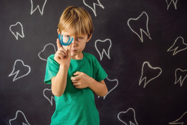 Sixyear old boy shows myofunctional trainer Helps equalize the growing teeth and correct bite develop mouth breathing habit Corrects the position of the tongue