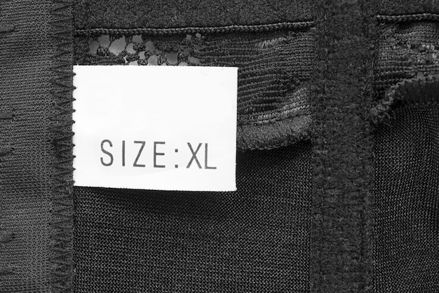 Photo size xl clothing label