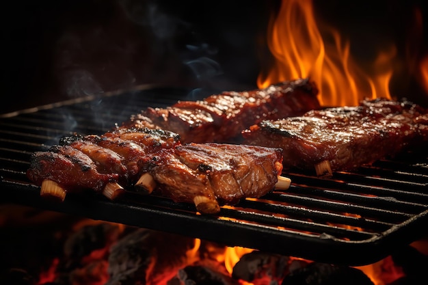 Sizzling BBQ Ribs on the Grill with Smoke