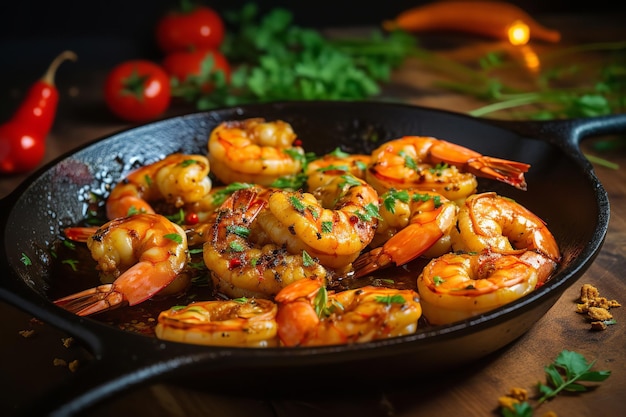 Sizzling Garlic Shrimp Scampi in a Skillet