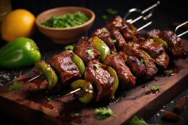 Sizzling Grilled Beef Kebabs A PicturePerfect Barbecue Delight with Green Pepper