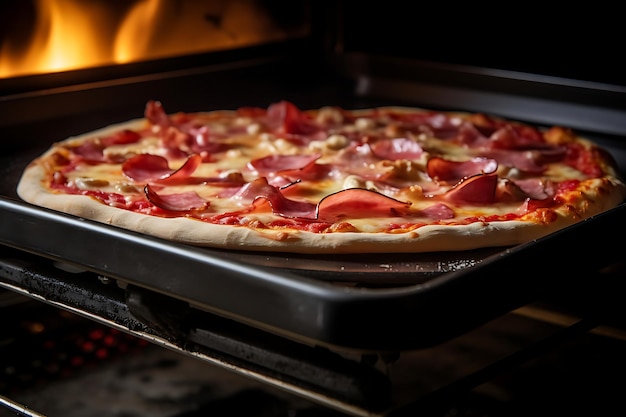 Sizzling Hot Pizza Coming out of the Oven