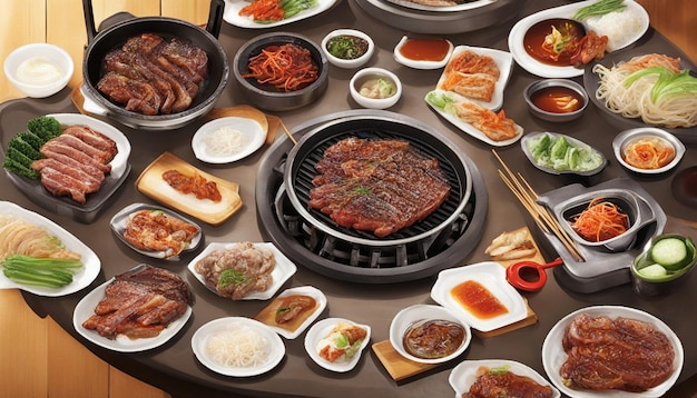 Photo sizzling korean bbq