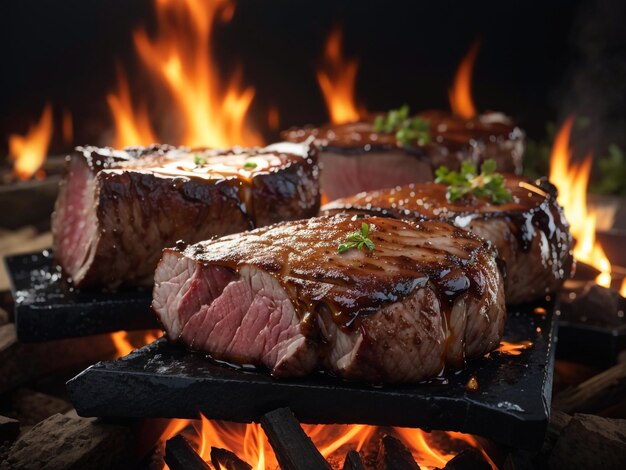 Sizzling Rump Steaks on an Open Fire