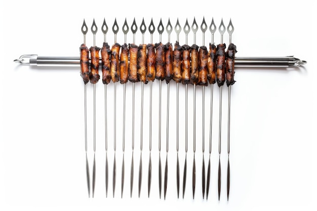 Foto sizzling skewers grilled meat medley su una superficie bianca o trasparente png sfondo trasparente