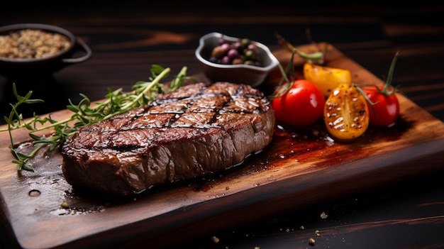 Photo sizzling steak with grill marks