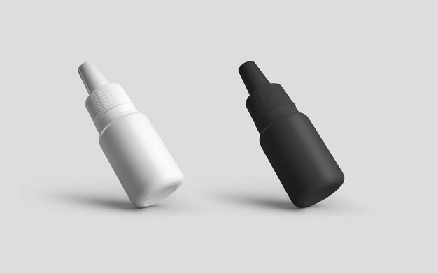 Sjabloon van lege witte zwarte potten voor druppels fles met druppelaar voor ontwerp in apotheek cosmetologie