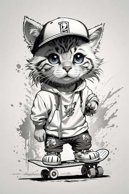 skateboard cat character