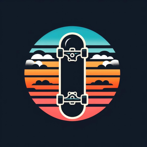 Foto skateboard logo sjabloon ontwerp kleurrijk