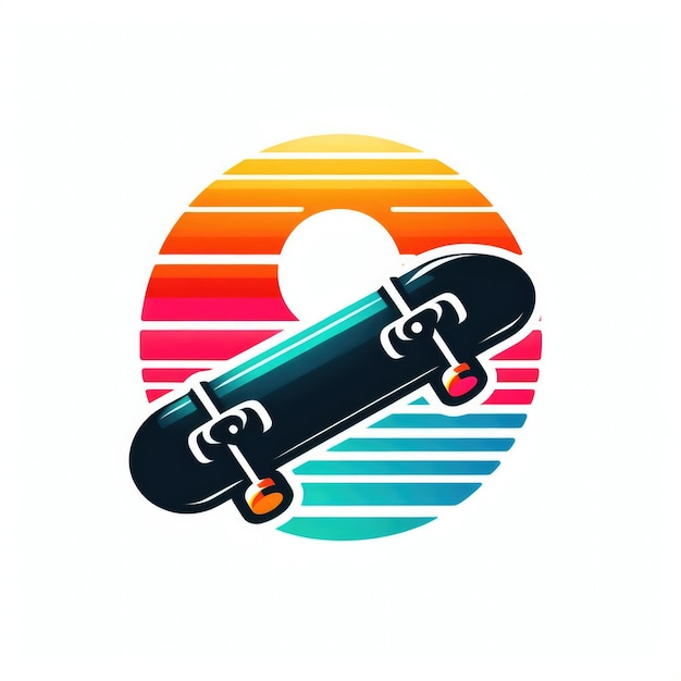 Photo skateboard logo template design colorful