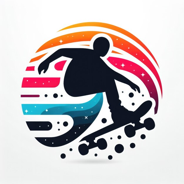 Photo skateboard logo template design colorful