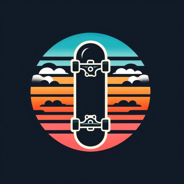 Photo skateboard logo template design colorful