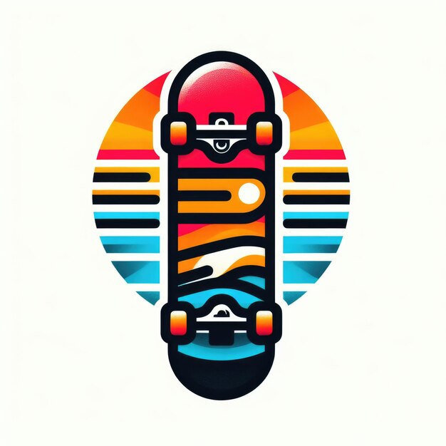 Photo skateboard logo template design colorful